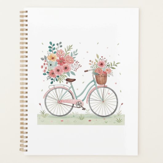 花の付いた自転車 プランナー手帳 (正面)