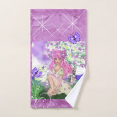 花の付いた若い女の子で作ったタオル バスタオルセット (ハンドタオル)