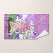 花の付いた若い女の子で作ったタオル バスタオルセット (ハンドタオル)