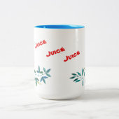 花の付いた薄い青いマグ飾 ツートーンマグカップ (中央)