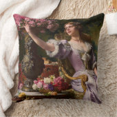 花の付いた薄紫ドレスを着た女性 クッション (ブランケット)