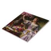 花の付いた薄紫ドレスを着た女性 タイル (側面)