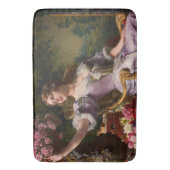 花の付いた薄紫ドレスを着た女性 バスマット (正面縦)