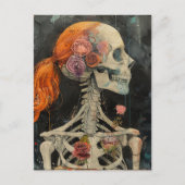 花の付いた赤毛のスケルトン ポストカード (正面)