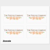 花の付いた長方形のロゴシール 長方形シール (シート)