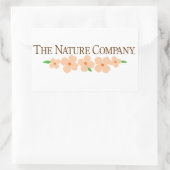 花の付いた長方形のロゴシール 長方形シール (バッグ)