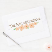 花の付いた長方形のロゴシール 長方形シール (封筒)