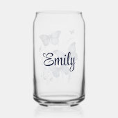 花の付いた青と白のデルフトの蝶 ガラス缶 (裏面)