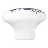 花の付いた青と白のデルフトの蝶 セラミックノブ (側面)
