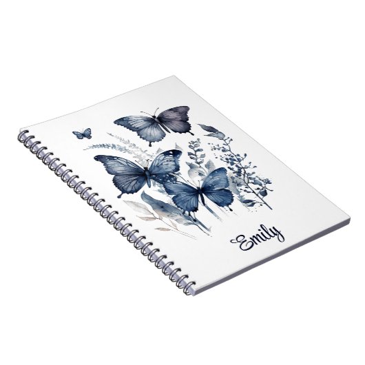 花の付いた青と白のデルフトの蝶 ノートブック (右側)