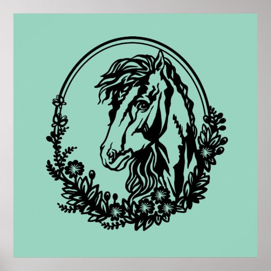 花の付いた馬頭 ポスター (正面)