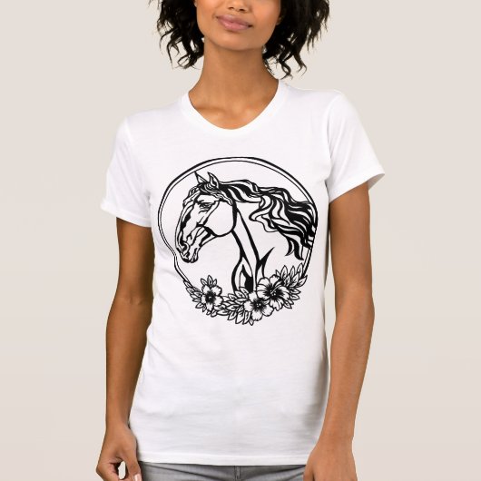 花の付いた馬頭 Tシャツ (正面)