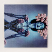 花の付いた骨格女性 ジグソーパズル (横)