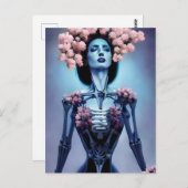 花の付いた骨格女性 ポストカード (正面/裏面)
