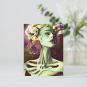 花の付いた骨格女性 ポストカード (スタンド正面)