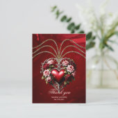 花の付いた高貴なゴシックハート。 サンキューカード (スタンド正面)