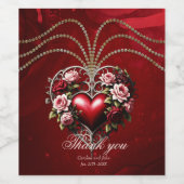 花の付いた高貴なゴシックハート。 ワインラベル (シングルラベル)