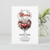 花の付いた高貴なゴシックハート。 招待状 (スタンド正面)