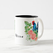 花の付いた鶏パーソナライズされた屋 ツートーンマグカップ (正面右)