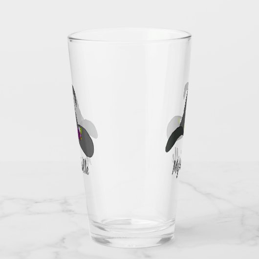 花の付いた黒い魔女の帽子パーソナライズされた タンブラーグラス (右)