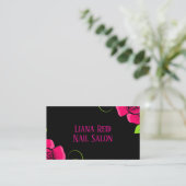 花の付いた黒とピンクの名刺 名刺 (スタンド正面)