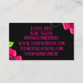 花の付いた黒とピンクの名刺 名刺 (裏面)