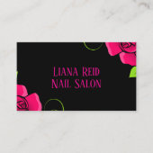 花の付いた黒とピンクの名刺 名刺 (正面)