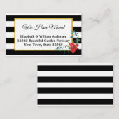 花の付いた黒と白のストライプのデザインに移動しました エンクロージャーカード (正面/裏面)