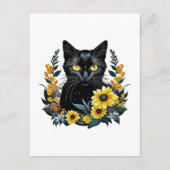 花の付いた黒猫 エンクロージャーカード (裏面)