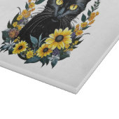 花の付いた黒猫 カッティングボード (角)