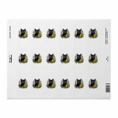 花の付いた黒猫 ラベル (フルシート)