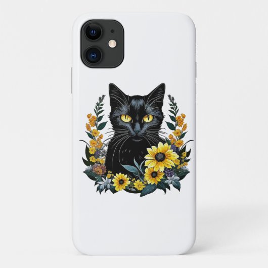 花の付いた黒猫 Case-Mate iPhoneケース (裏面)