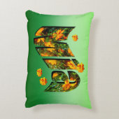 花の付いたMiaの名前のロゴ アクセントクッション (裏面(縦))