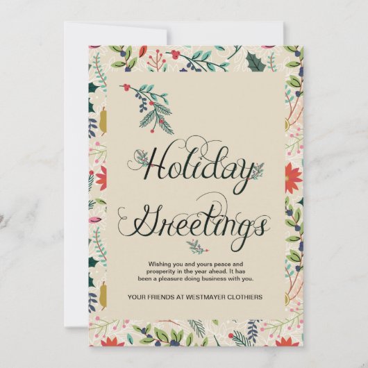 花の休日の挨拶ビジネス企業のなカード シーズンカード (正面)