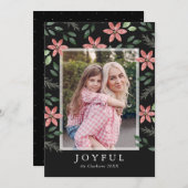 花の休日、クリスマスの写真カード シーズンカード (正面/裏面)