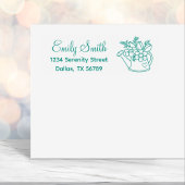 花の住所を持つ庭の散水缶 セルフインキングスタンプ