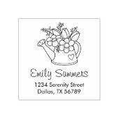 花の住所を持つ庭の散水缶 ラバースタンプ (インプリント)