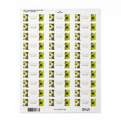 花の住所 シール-レトロ緑の花 ラベル (フルシート)