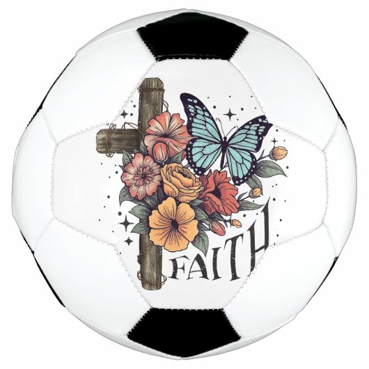 花の信仰の十字架 サッカーボール (正面)