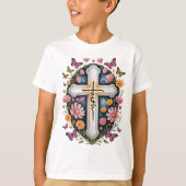 花の信仰の十字架 Tシャツ (正面)