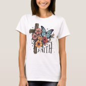 花の信仰の十字架 Tシャツ (正面)