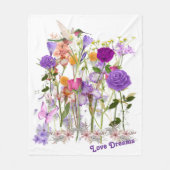 花の個人用設定ハート フリースブランケット (正面)