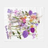 花の個人用設定ハート フリースブランケット (正面(横))