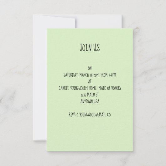 花の傘のシャワー 招待状 (裏面)