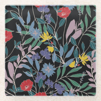 花の優雅さ: アブストラクトヴィンテージバックグラウンド ガラスコースター