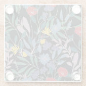 花の優雅さ: アブストラクトヴィンテージバックグラウンド ガラスコースター (裏面)