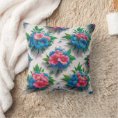 花の優雅さ：シックな花の柄 クッション (ブランケット)