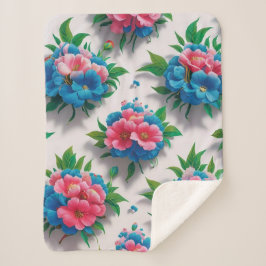 花の優雅さ:シックな花の柄 シェルパブランケット