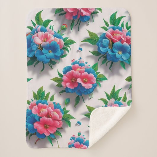 花の優雅さ：シックな花の柄 シェルパブランケット (正面)