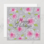 花の優雅さ ハッピー ホリデー バースデー カード (正面/裏面)